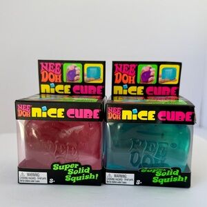 Nee Doh Nice Cube Squishy Toy - Set of two. Pink & Blue